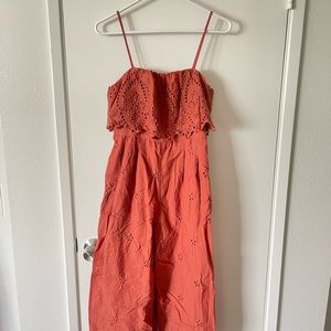 American Eagle Coral Embroidered Jumpsuit